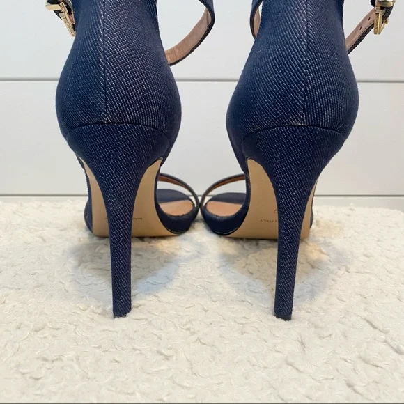 💕3/$50💕NWOT BcbgMaxAzria Denim Strap Heel Size 39 - Picture 10 of 14